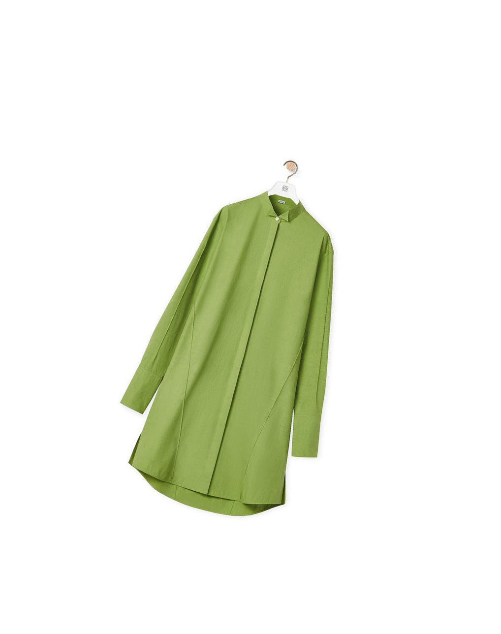 Loewe Pleated shirt dress in cotton Vert | 4193YXZHR