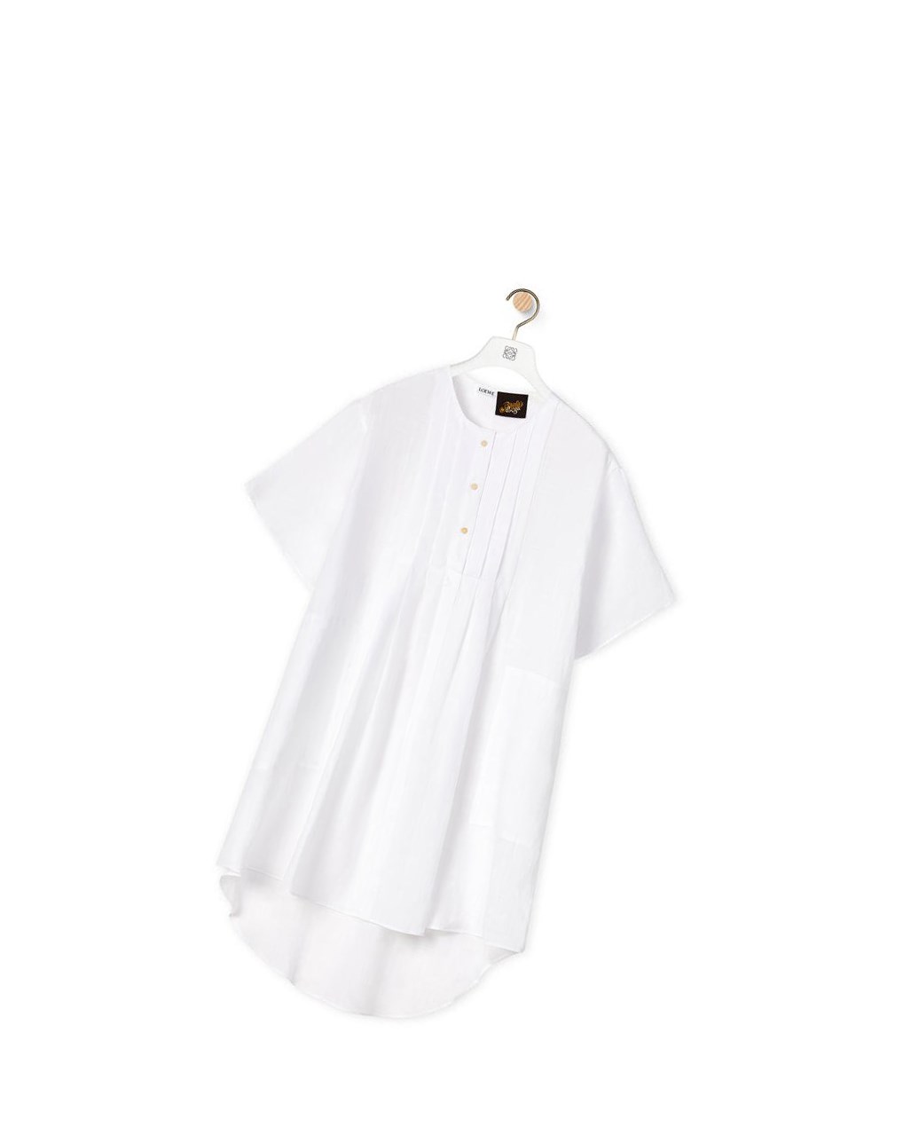 Loewe Pleated shirt dress in linen Blanche | 6412FXDUV