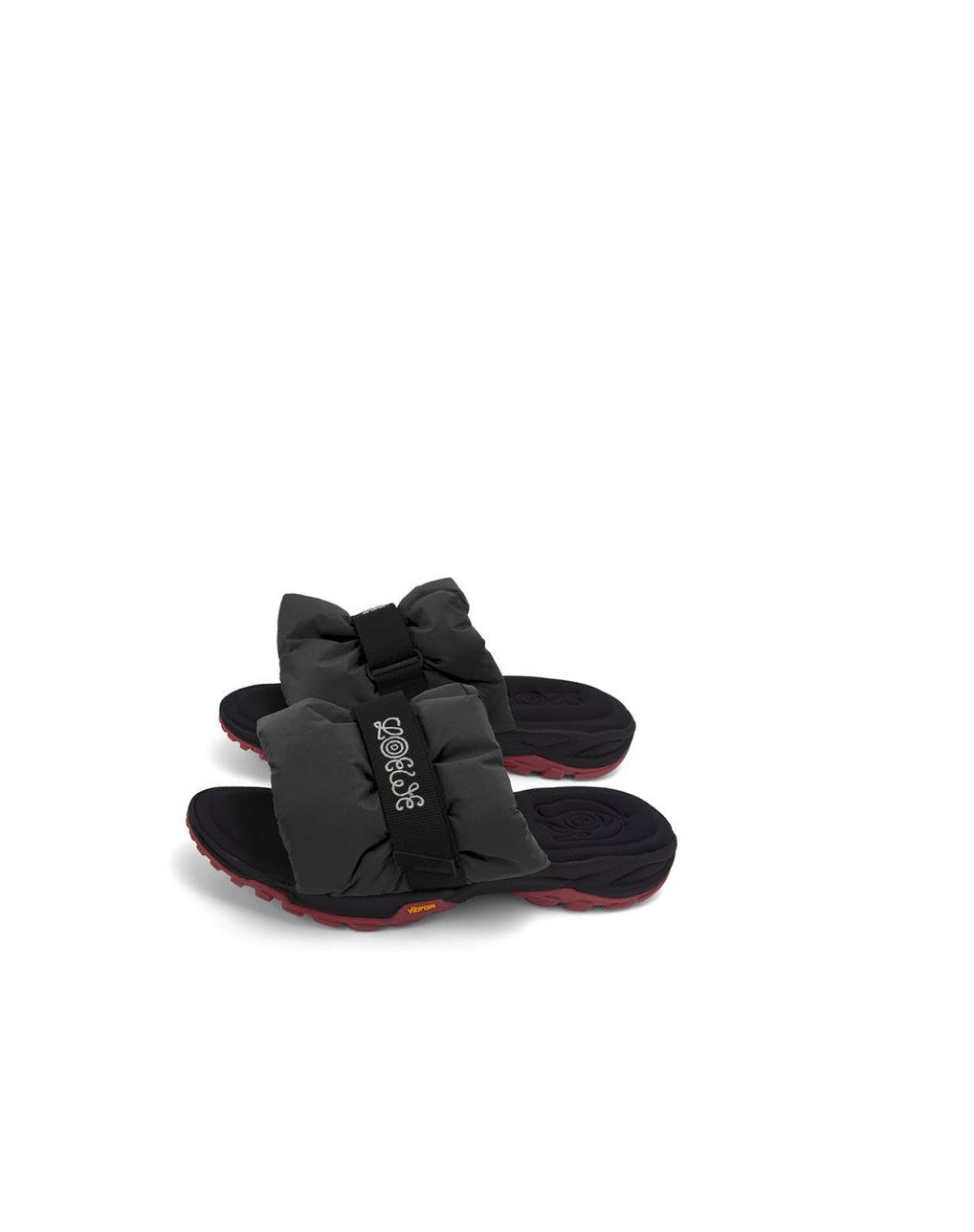 Loewe Pleated slide in nylon Noir | 3706NTEQW