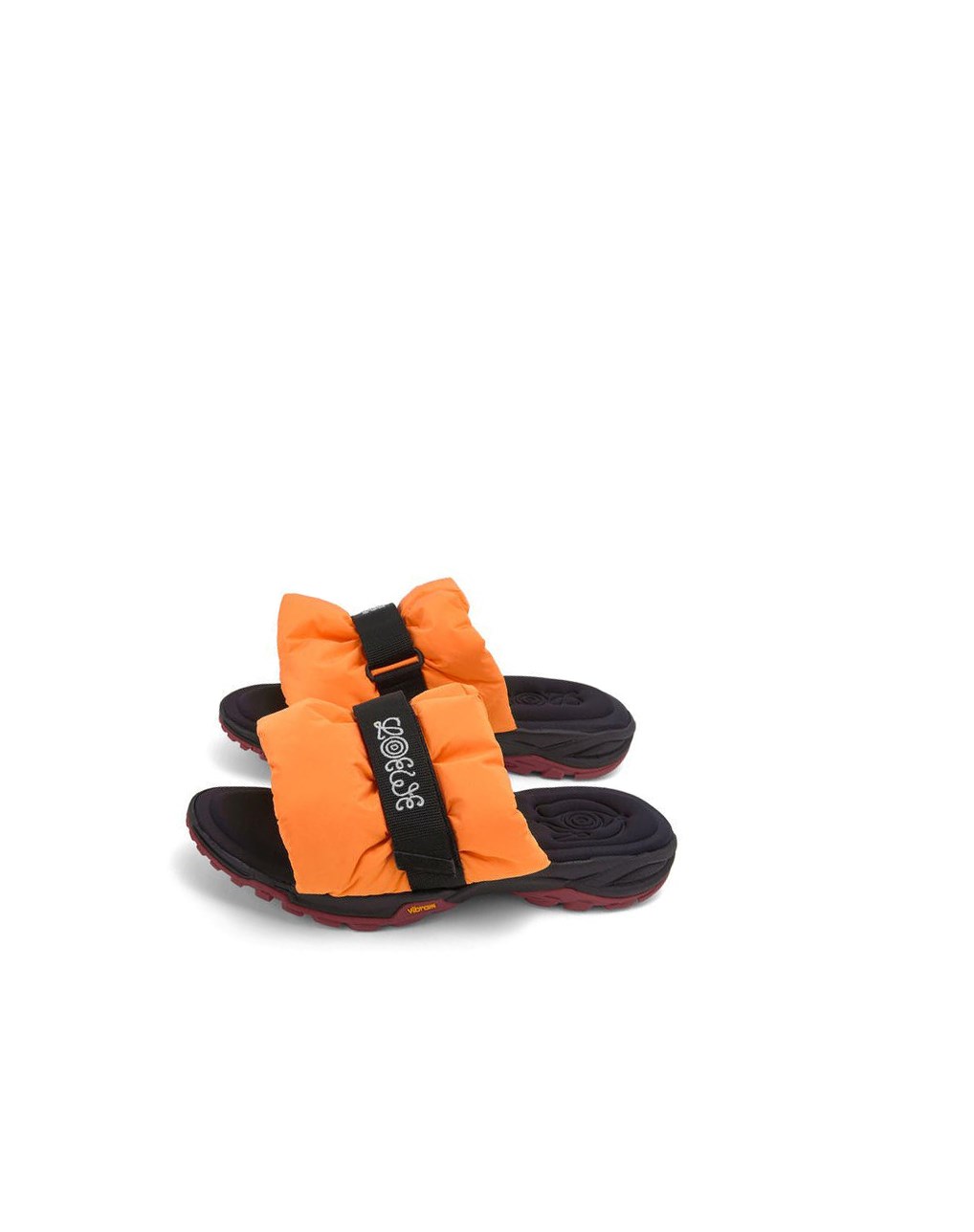 Loewe Pleated slide in nylon Orange | 2567OEBPN