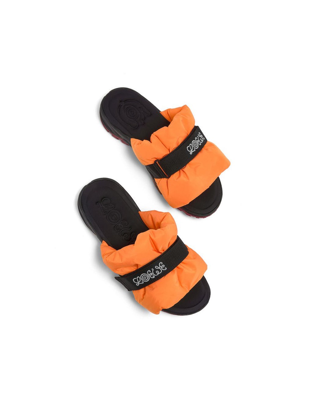 Loewe Pleated slide in nylon Orange | 2567OEBPN