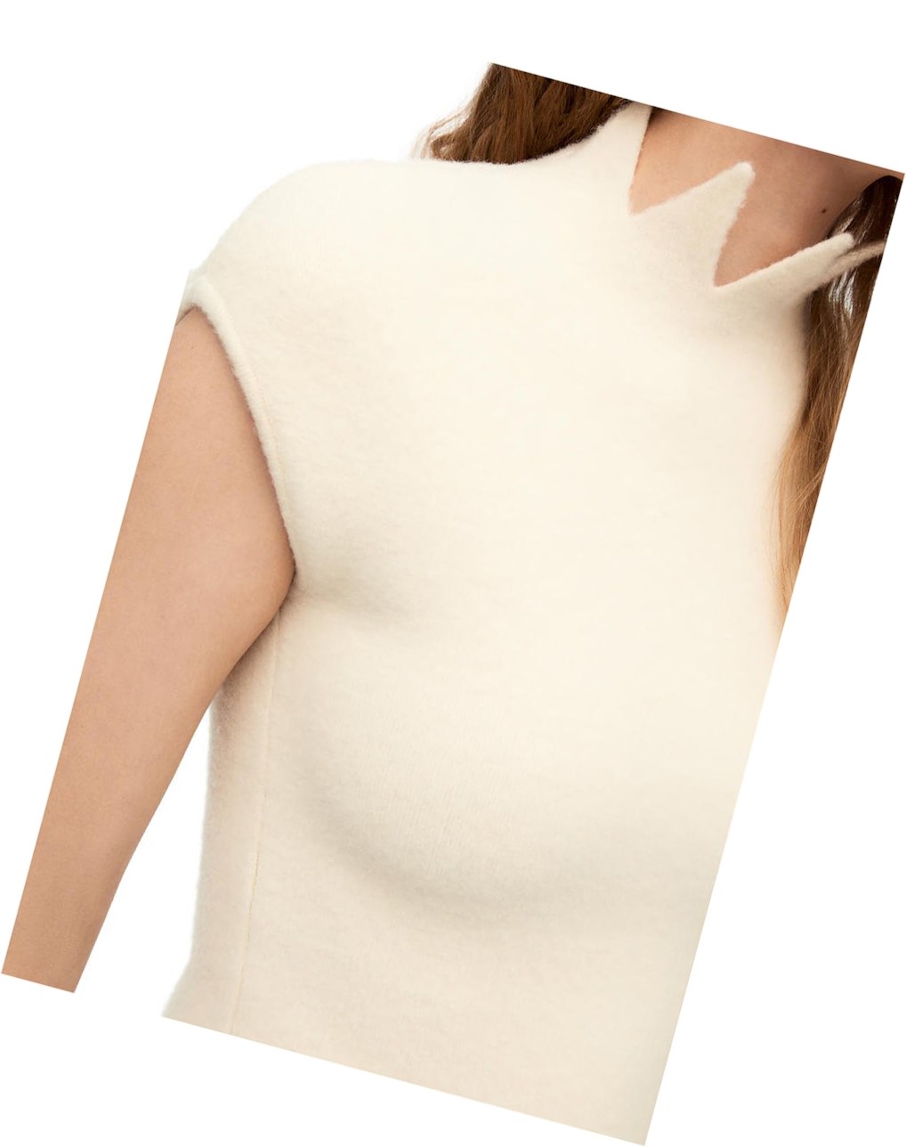 Loewe Pointy collar top in wool Blanche | 4735GNBSX