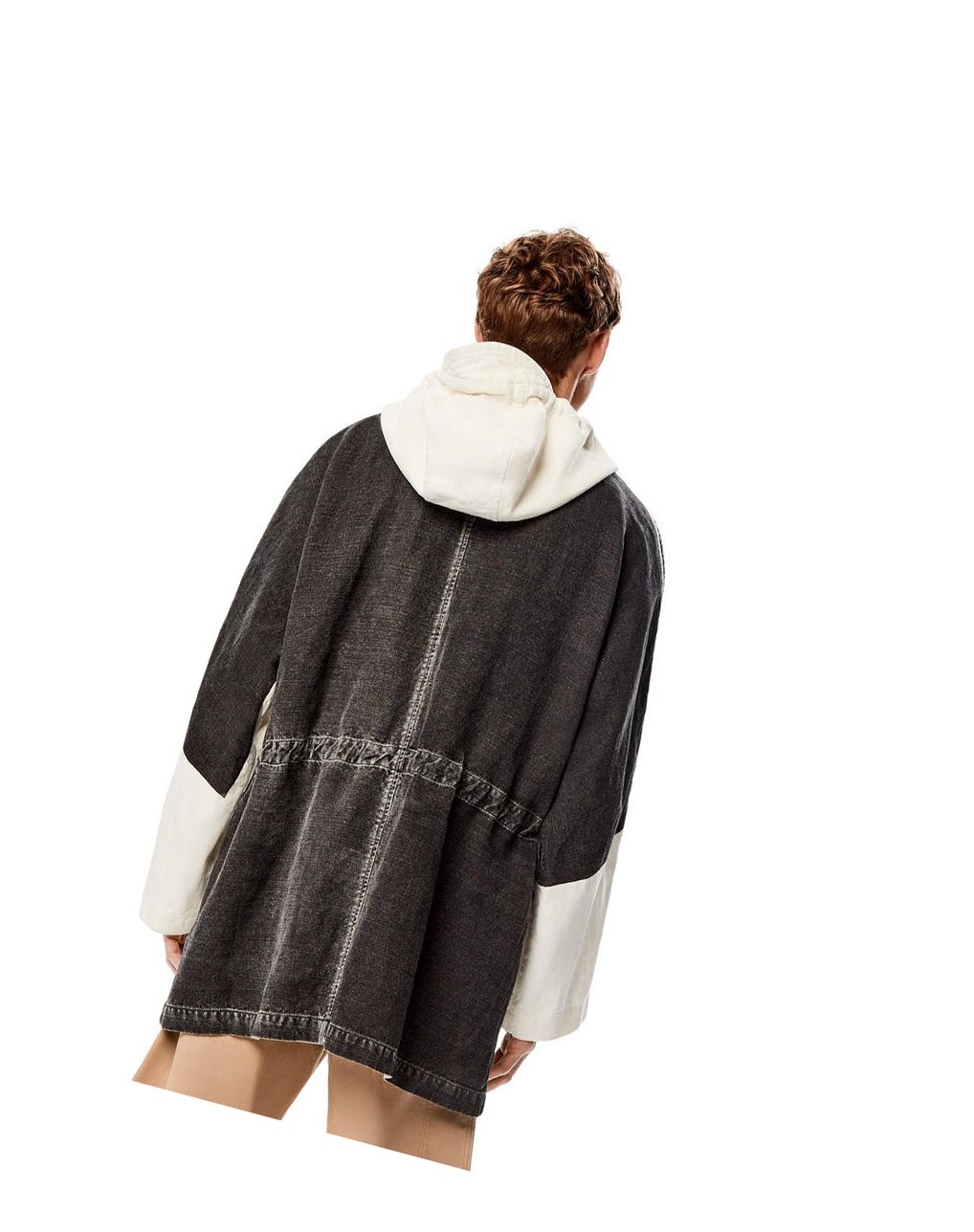 Loewe Printed hooded parka in linen and cotton Blanche Multicolore | 5612WXJVS