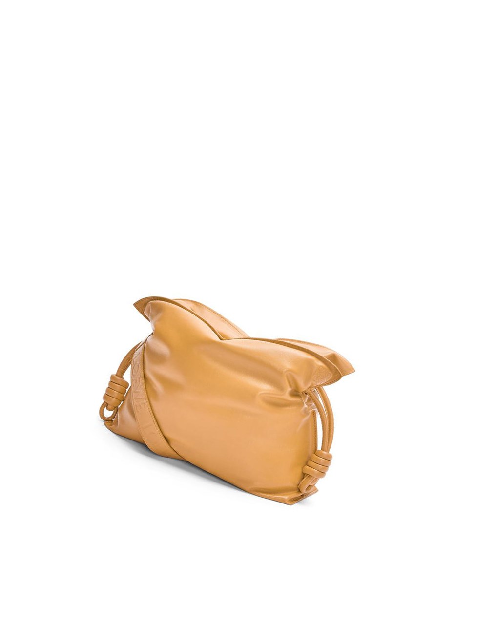 Loewe Puffer Flamenco clutch in shiny nappa lambskin Camel | 5108UWOPX