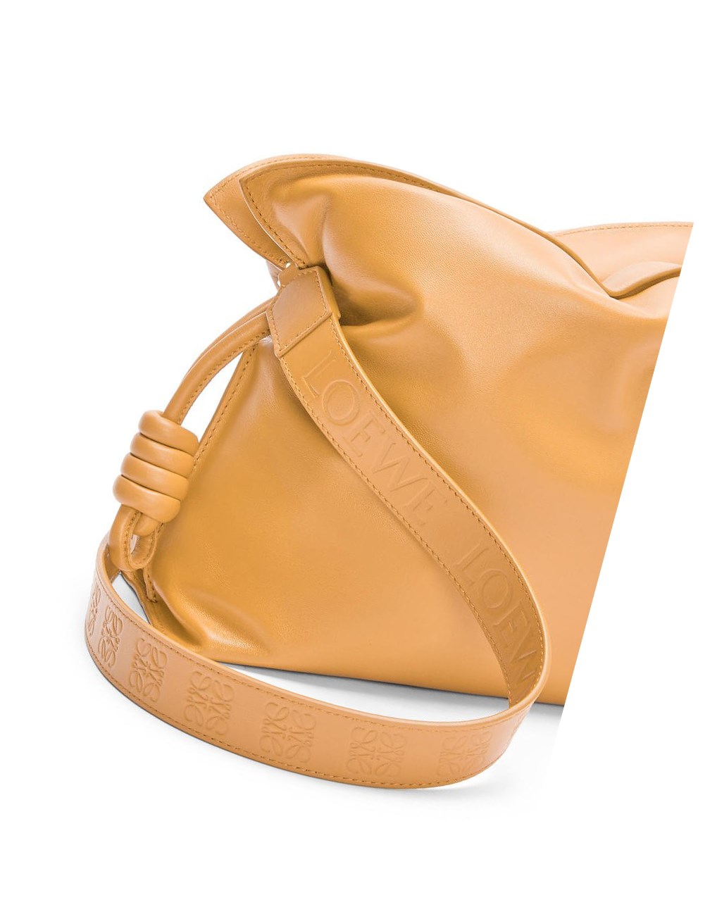 Loewe Puffer Flamenco clutch in shiny nappa lambskin Camel | 5108UWOPX