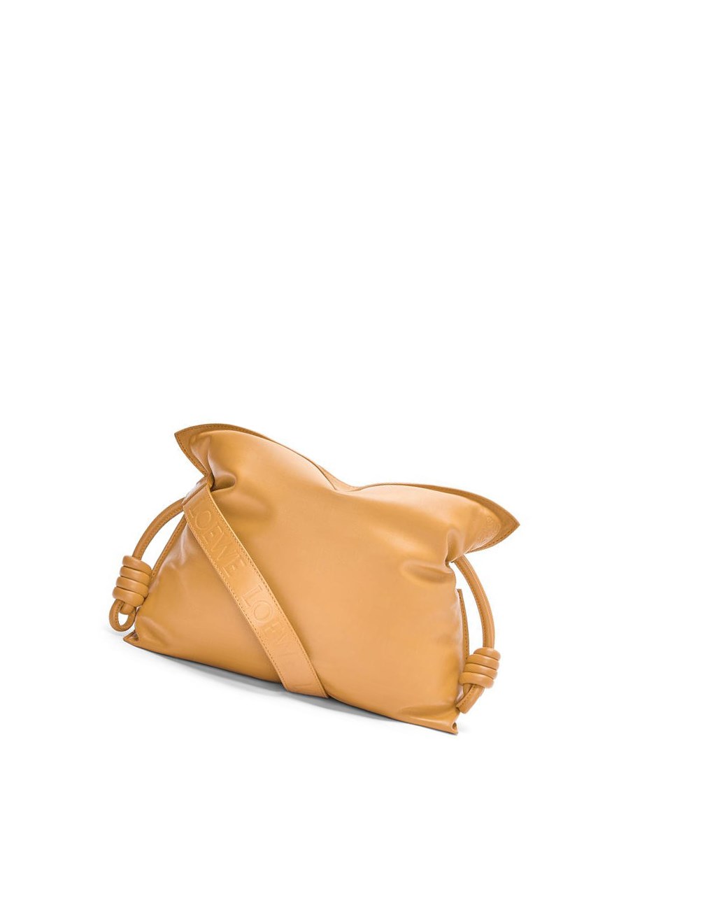 Loewe Puffer Flamenco clutch in shiny nappa lambskin Camel | 5108UWOPX