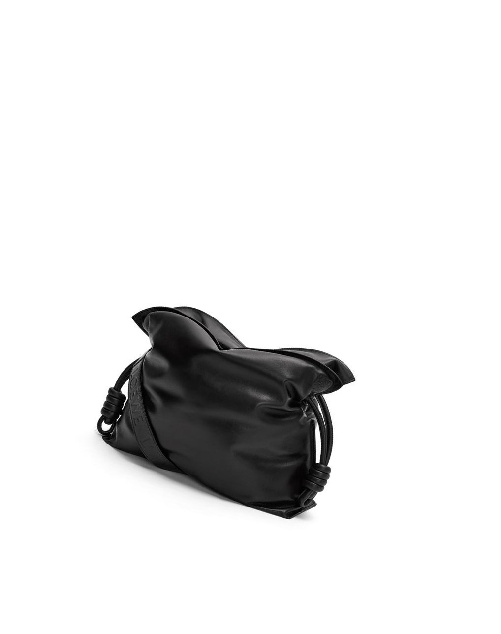 Loewe Puffer Flamenco clutch in shiny nappa lambskin Noir | 5908RUIFW