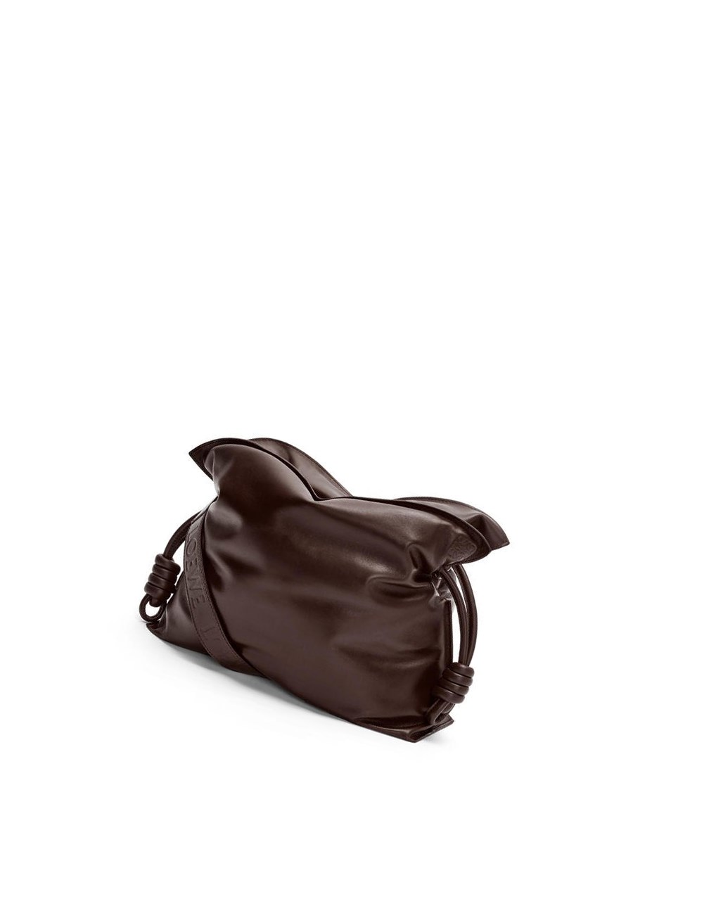 Loewe Puffer Flamenco clutch in shiny nappa lambskin Chocolat Foncé | 9740QPZST