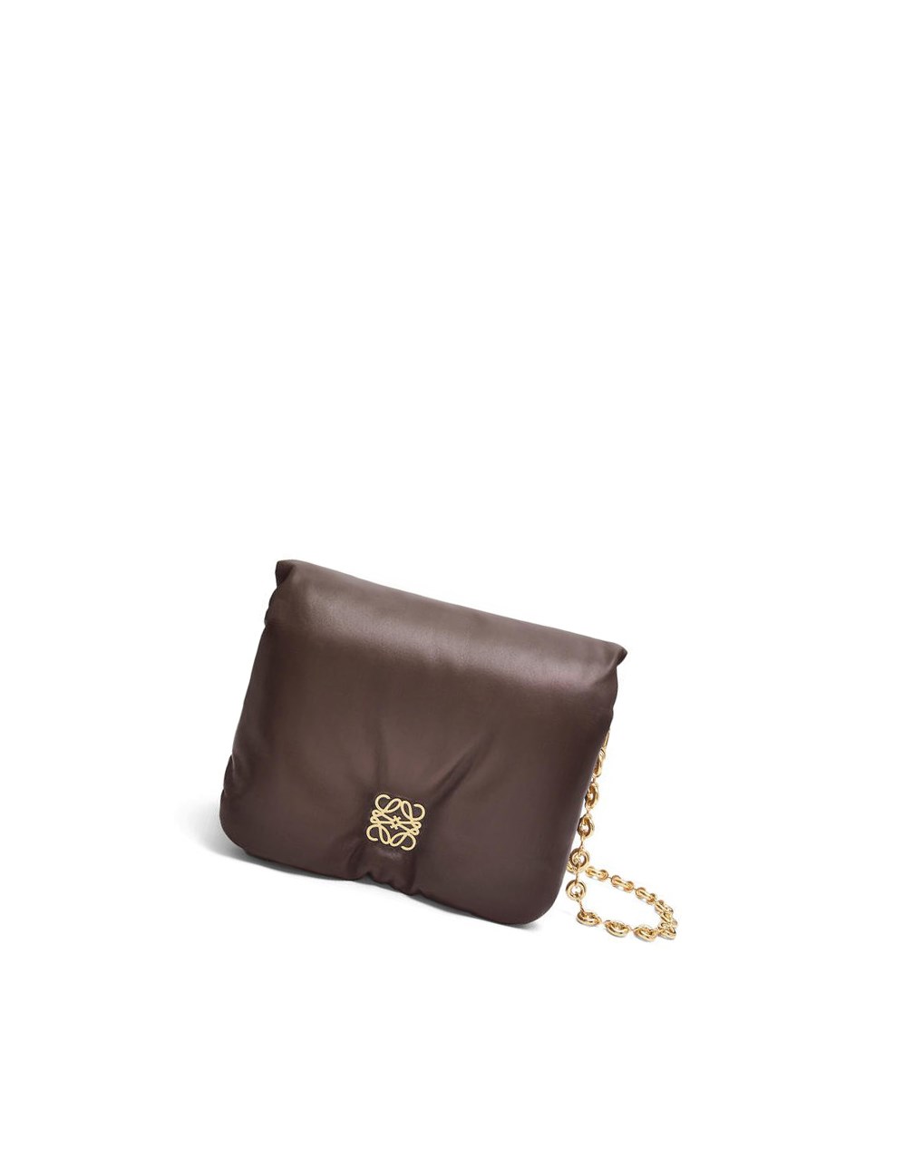 Loewe Puffer Goya bag in shiny nappa lambskin Chocolat Foncé | 6984ORCSI