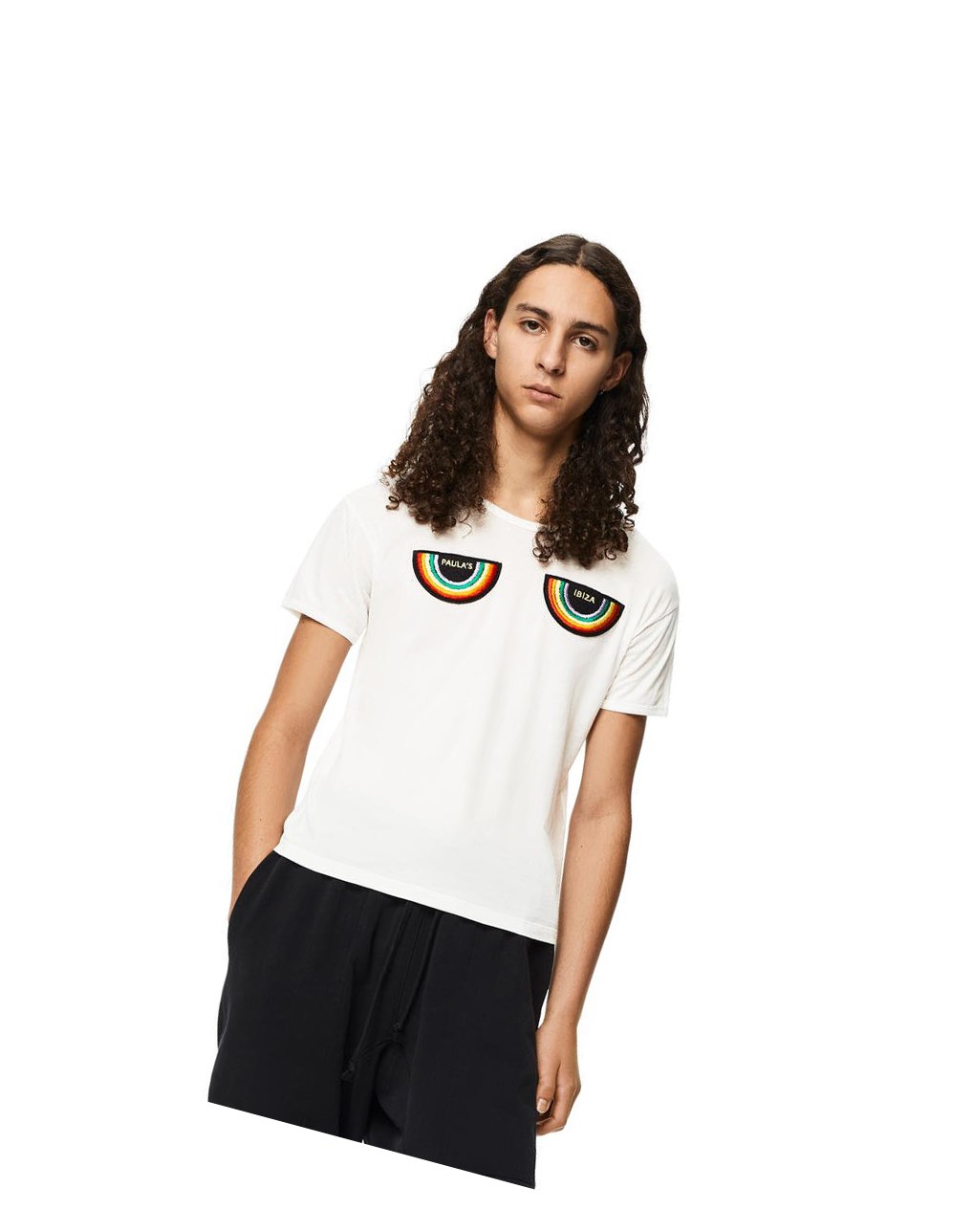 Loewe Rainbow patch T-shirt in cotton Ecru | 3581FXVDC