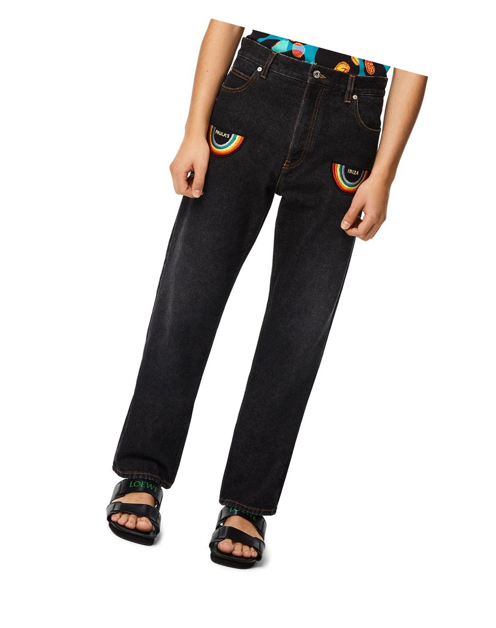 Loewe Rainbow patch trousers in denim Noir | 9182LXFST