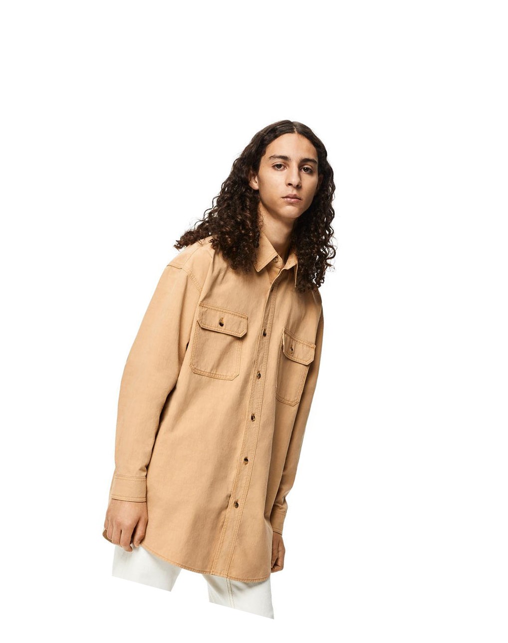 Loewe Relaxed chest pocket shirt in cotton and linen Make Up | 0745RTSPW