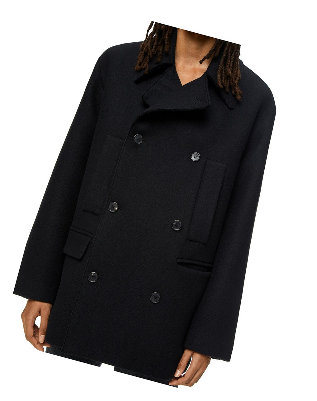 Loewe Relaxed peacoat in wool Noir | 4708KWLCB