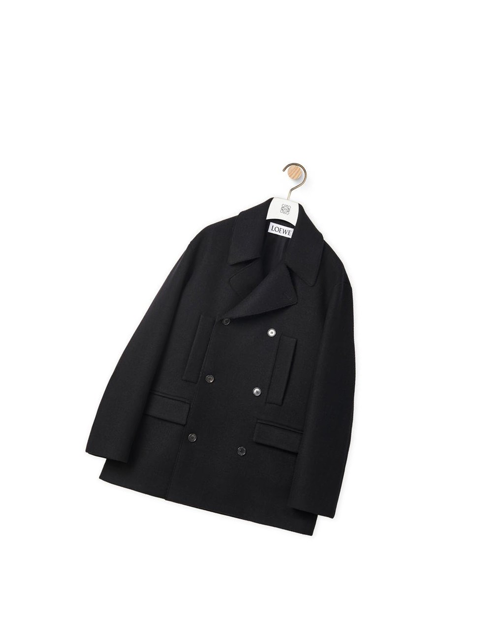 Loewe Relaxed peacoat in wool Noir | 4708KWLCB