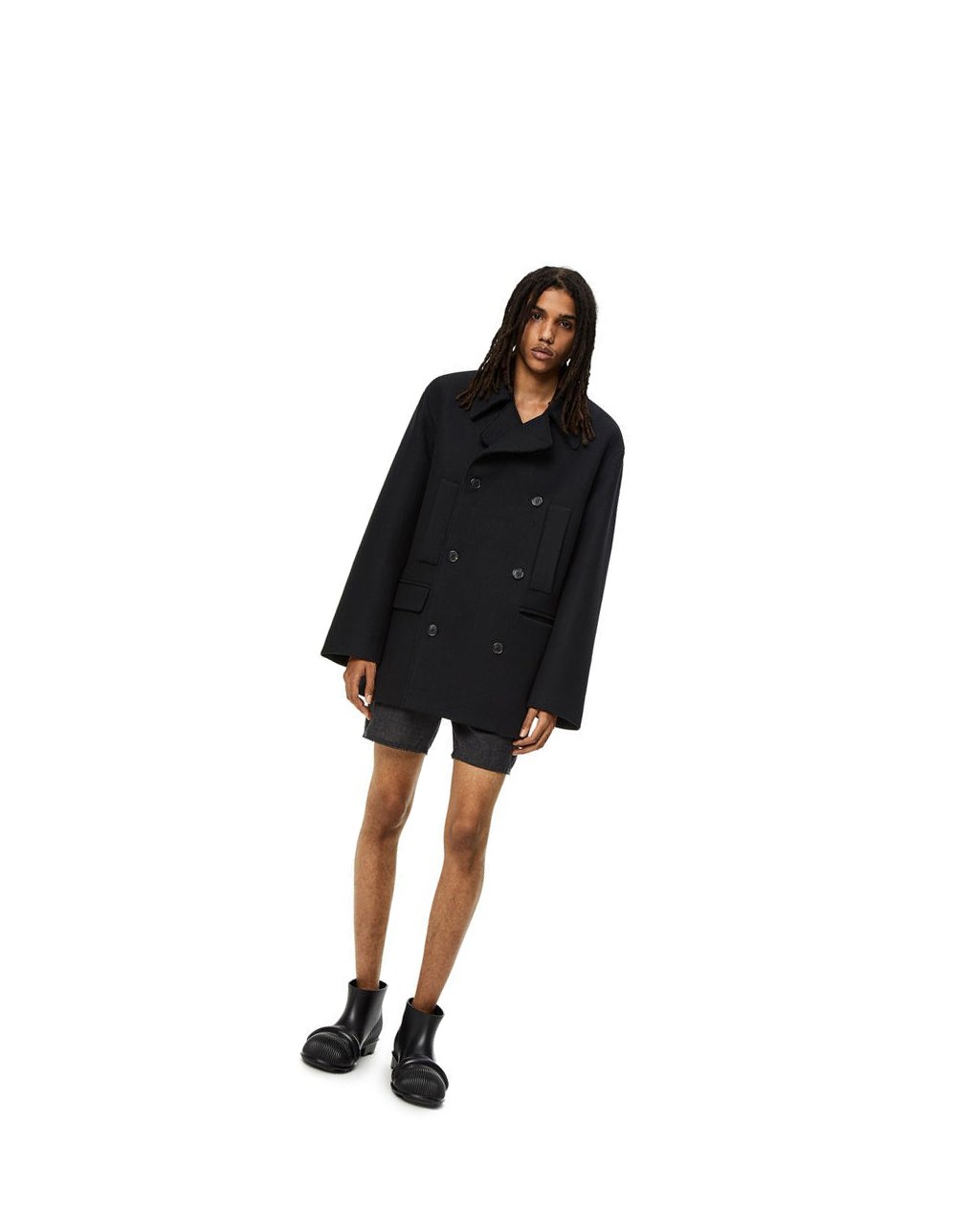 Loewe Relaxed peacoat in wool Noir | 4708KWLCB