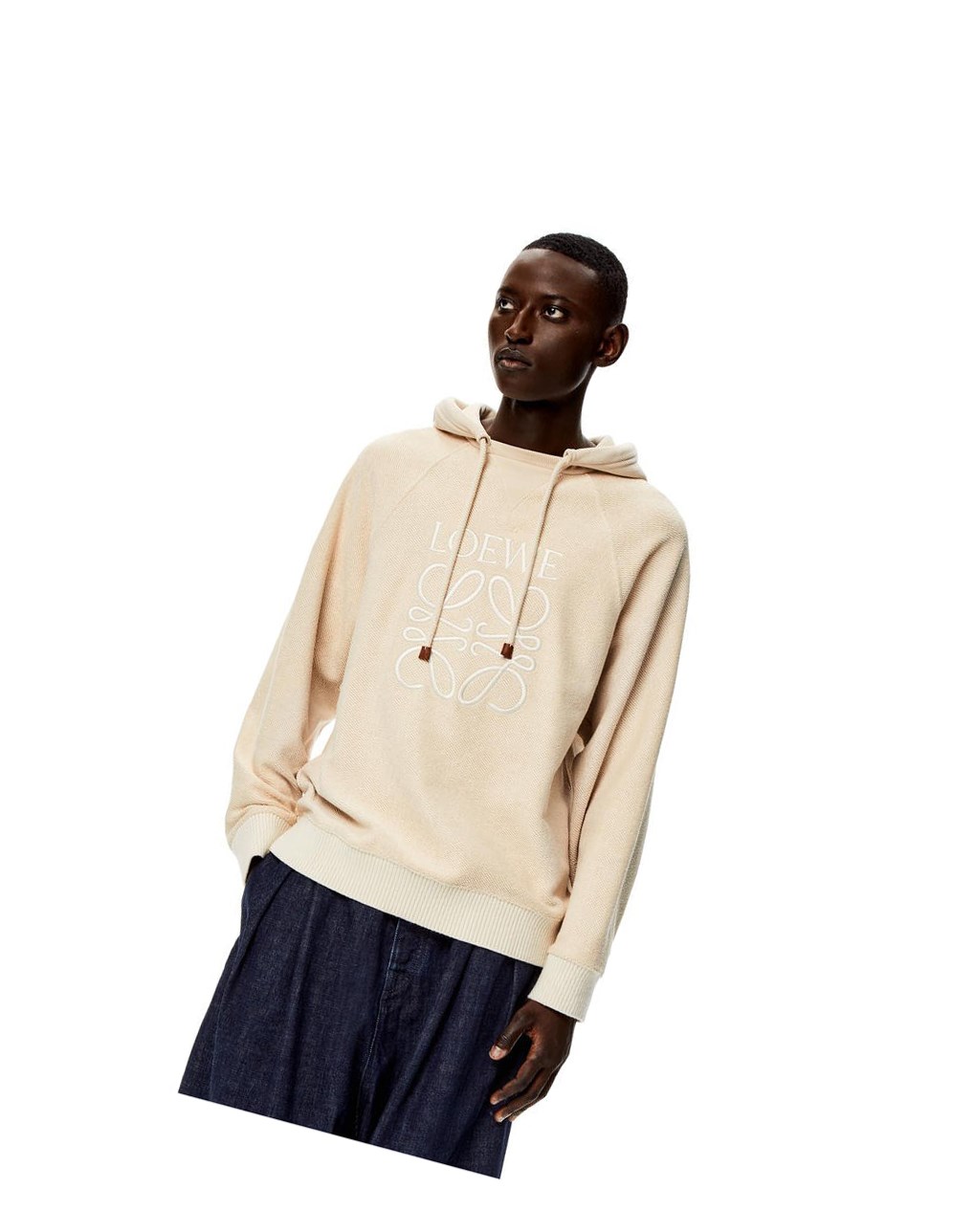 Loewe Reverse Anagram hoodie in cotton Ecru | 7092PUTBE