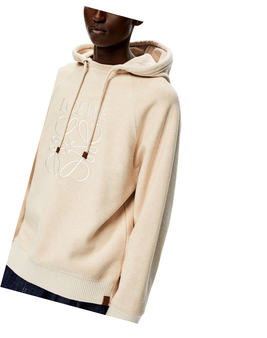 Loewe Reverse Anagram hoodie in cotton Ecru | 7092PUTBE