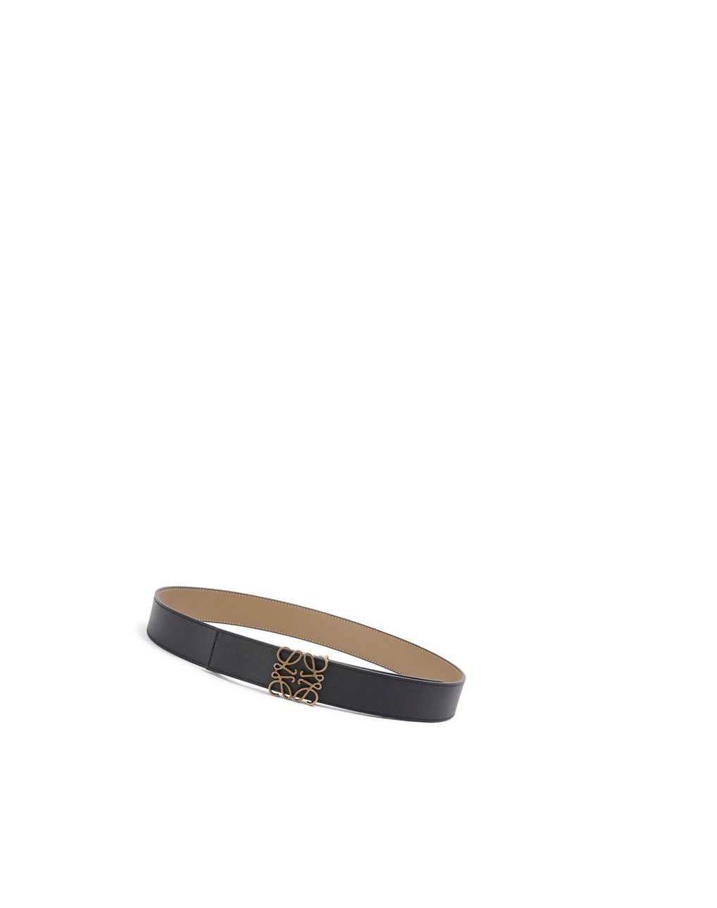 Loewe Reversible Anagram belt in smooth calfskin Noir Noir Kaki Vert | 1753GRDUP