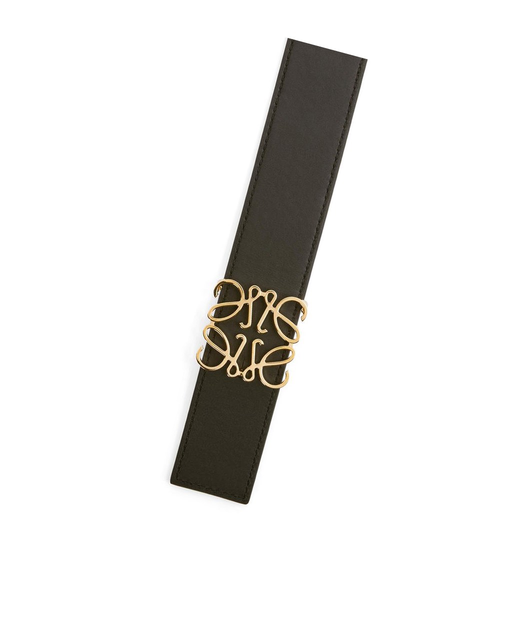 Loewe Reversible Anagram belt in smooth calfskin Noir Doré | 3087EGWSH