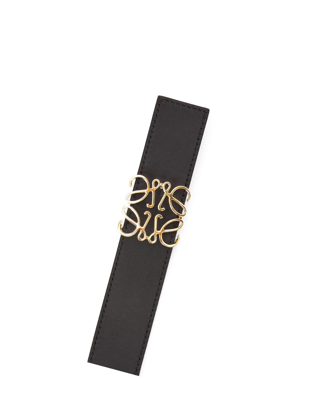 Loewe Reversible Anagram belt in smooth calfskin Noir Doré | 9614YIKGT