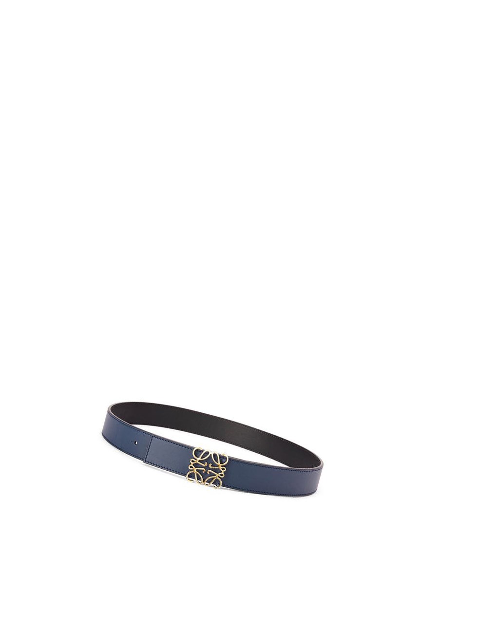 Loewe Reversible Anagram belt in smooth calfskin Noir Doré | 9614YIKGT