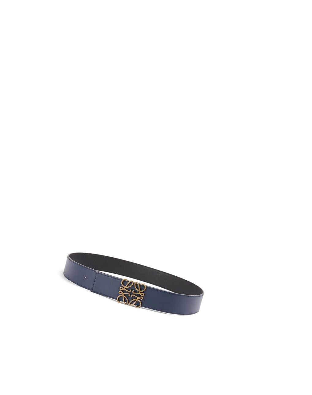 Loewe Reversible Anagram belt in soft grained calfskin Noir Doré | 4835HSNFO