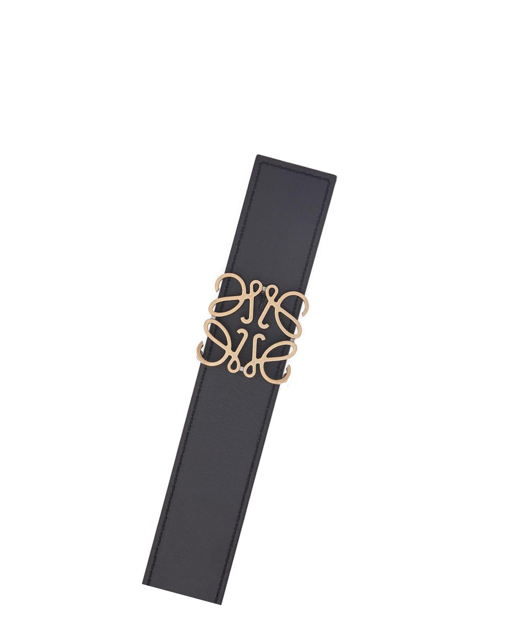 Loewe Reversible Anagram belt in soft grained calfskin Noir Doré | 7065WAKXC