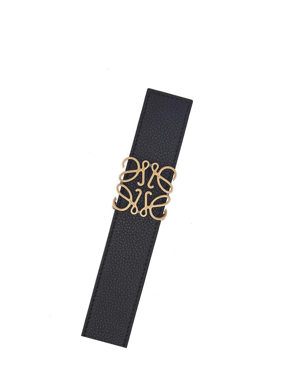 Loewe Reversible Anagram belt in soft grained calfskin Noir Doré | 7160ZHTAM