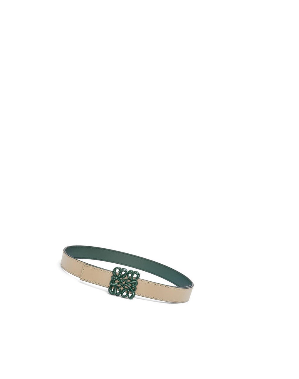 Loewe Reversible Inflated Anagram belt in soft calfskin Kaki Vert | 2078LZOIU