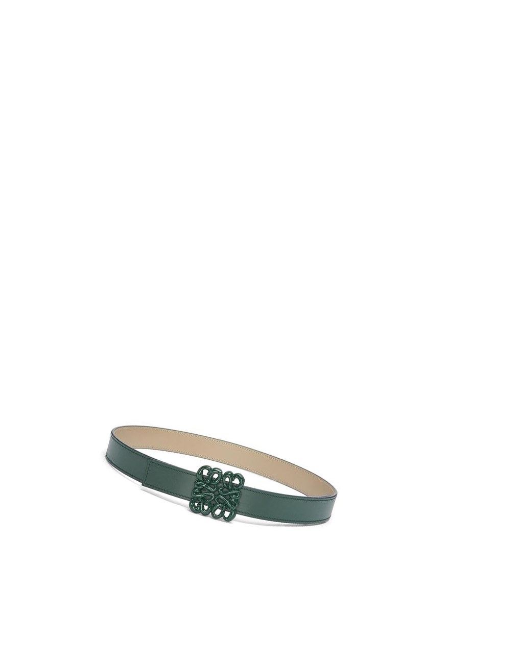 Loewe Reversible Inflated Anagram belt in soft calfskin Kaki Vert | 2078LZOIU