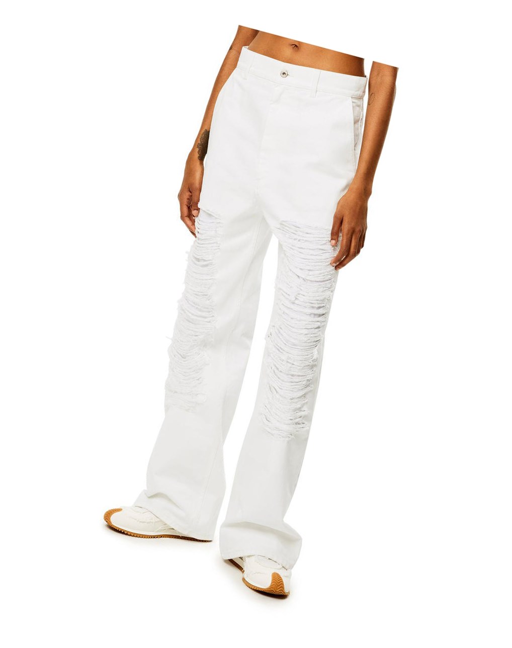 Loewe Ripped baggy jeans in denim Blanche | 3657FMTLY