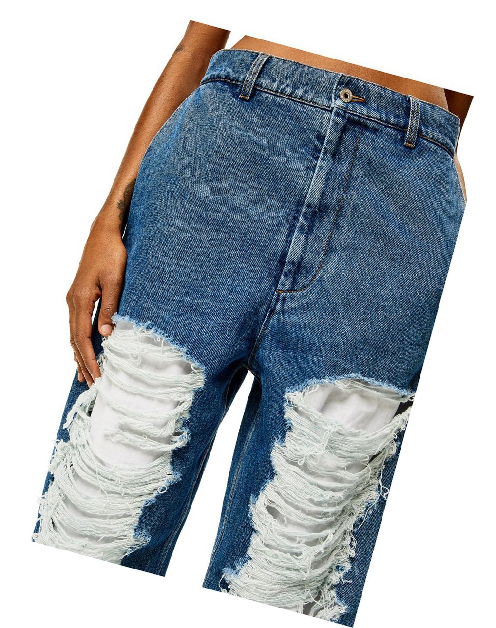 Loewe Ripped baggy jeans in denim Bleu | 0174WZUMA