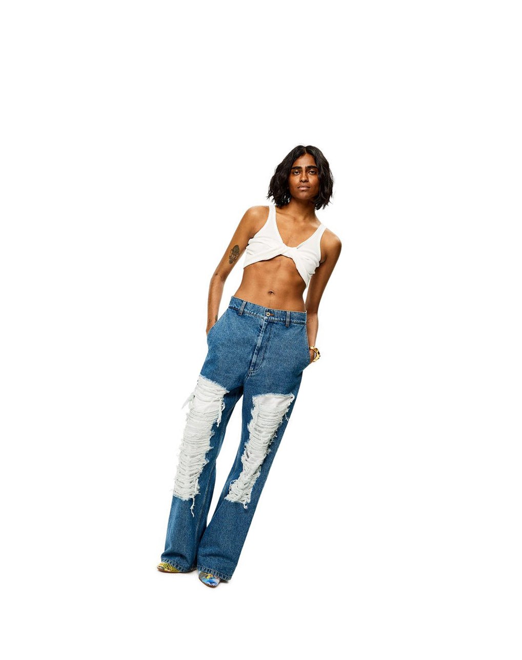 Loewe Ripped baggy jeans in denim Bleu | 0174WZUMA