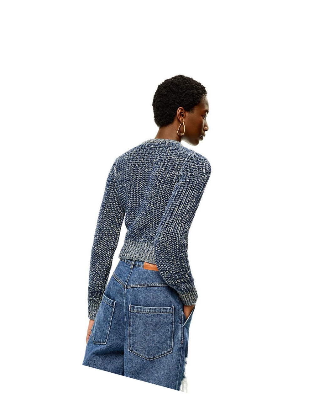 Loewe Ripped chain sweater in hemp and linen Bleu | 2984XYJVN