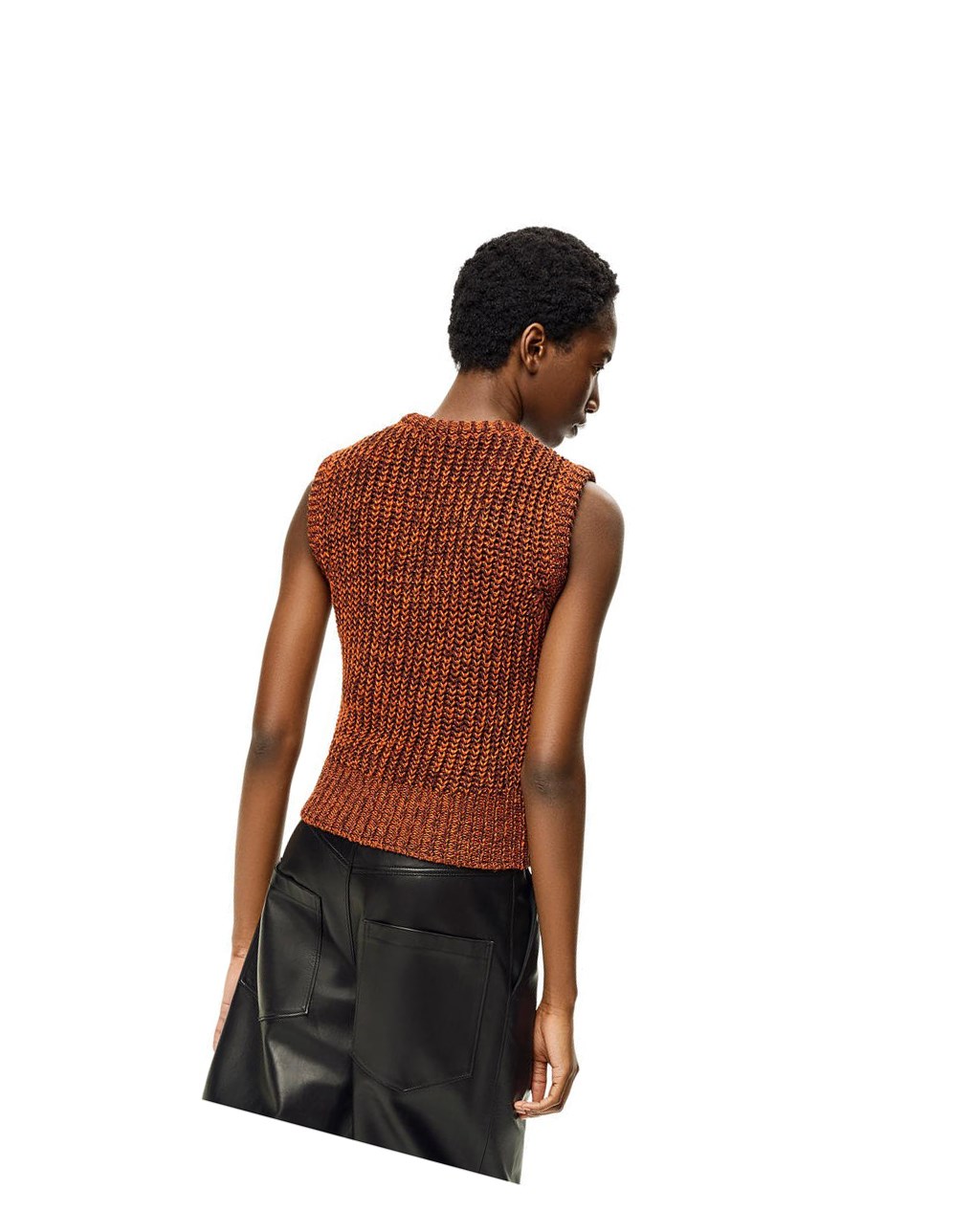 Loewe Ripped chain vest in hemp and linen Marron | 5176KHVQM