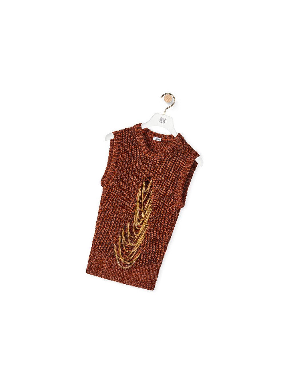 Loewe Ripped chain vest in hemp and linen Marron | 5176KHVQM