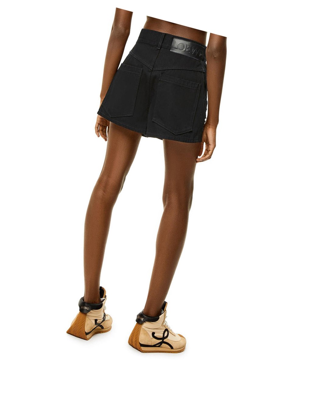 Loewe Ripped shorts in denim Noir | 6251VLIUH