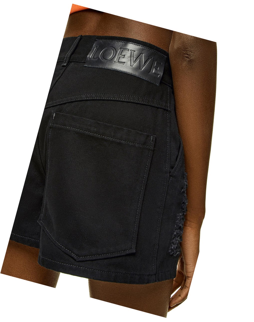 Loewe Ripped shorts in denim Noir | 6251VLIUH