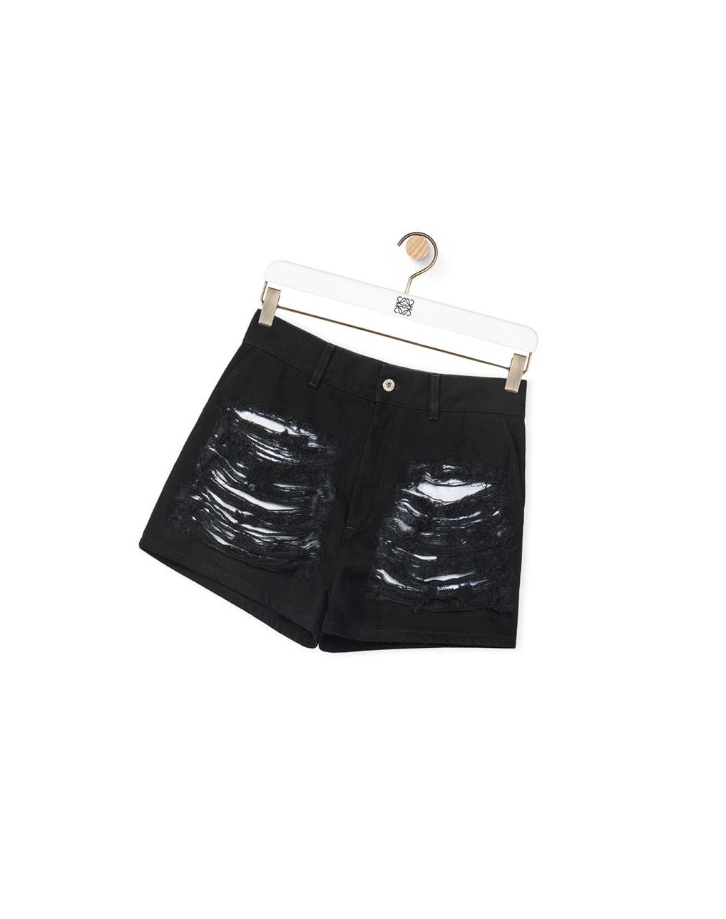 Loewe Ripped shorts in denim Noir | 6251VLIUH