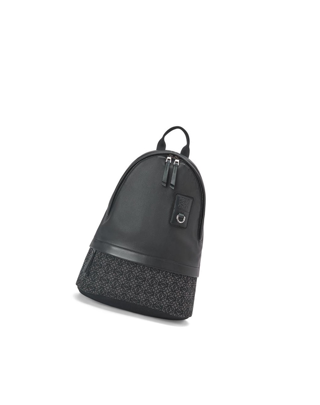 Loewe Round Slim Backpack in calfskin and Anagram jacquard Noir | 7290RDJKU