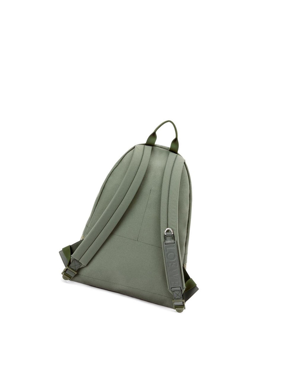 Loewe Round Slim Backpack in canvas and Anagram jacquard Kaki Vert | 3706AJDOL