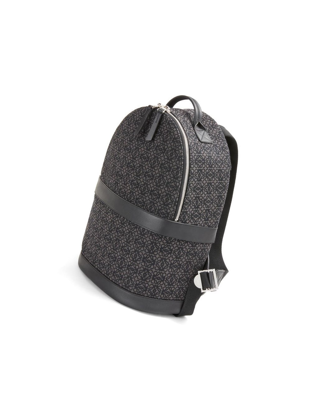 Loewe Round backpack in Anagram jacquard and calfskin Noir | 4369RIKXW