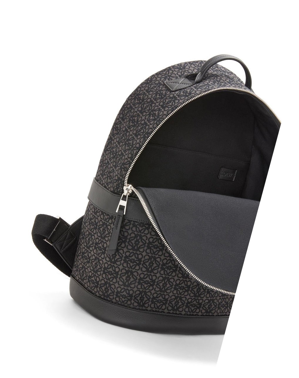 Loewe Round backpack in Anagram jacquard and calfskin Noir | 4369RIKXW