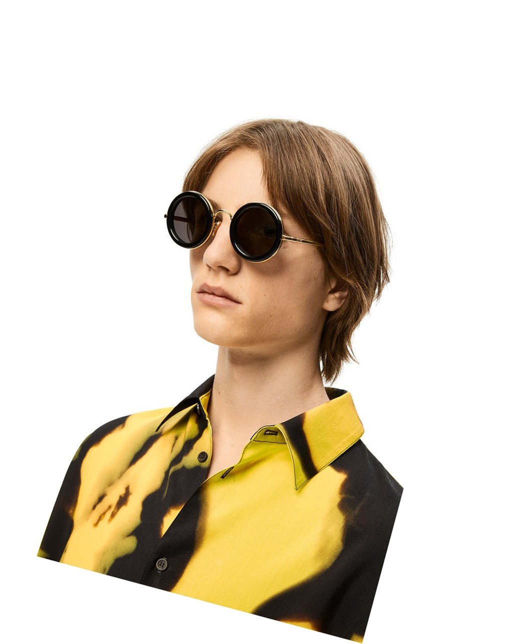 Loewe Round sunglasses in acetate Noir Doré | 0251RCUYF