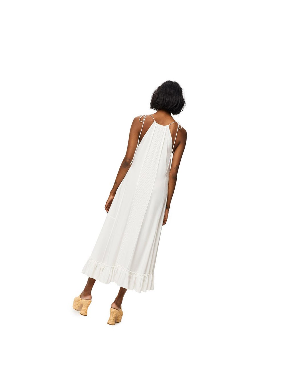 Loewe Ruffle dress in viscose Blanche | 3250NRHSX