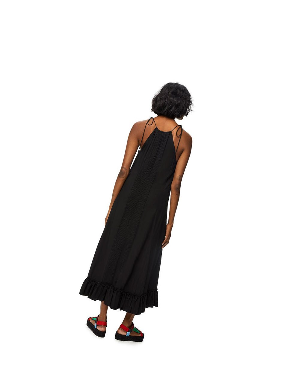 Loewe Ruffle dress in viscose Noir | 4172ERFXM