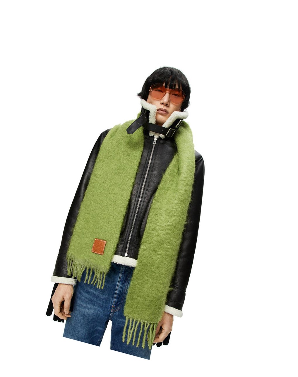 Loewe Scarf in wool and mohair Vert | 9532RGEML