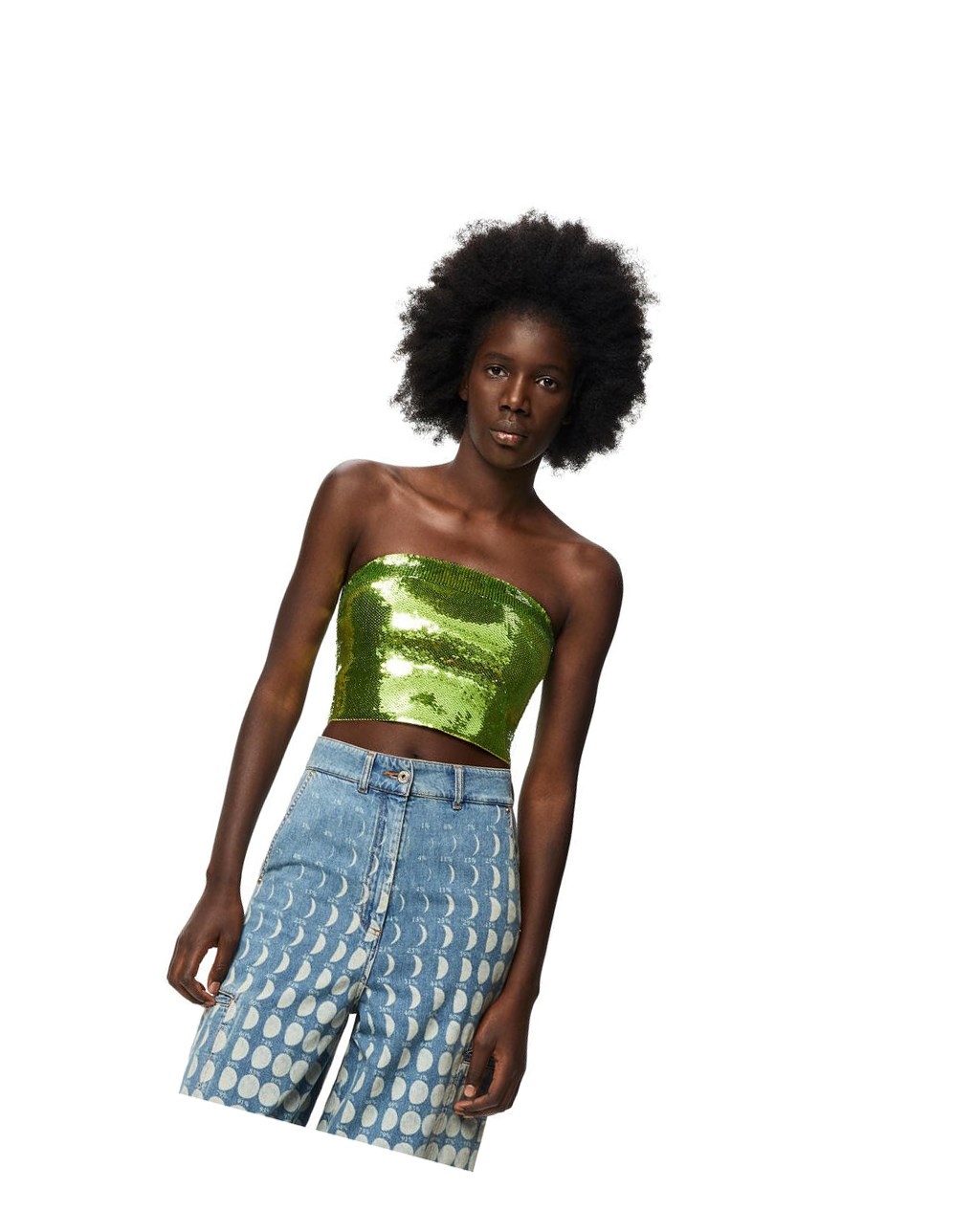 Loewe Sequin bustier top in viscose Vert | 1296NSVRI