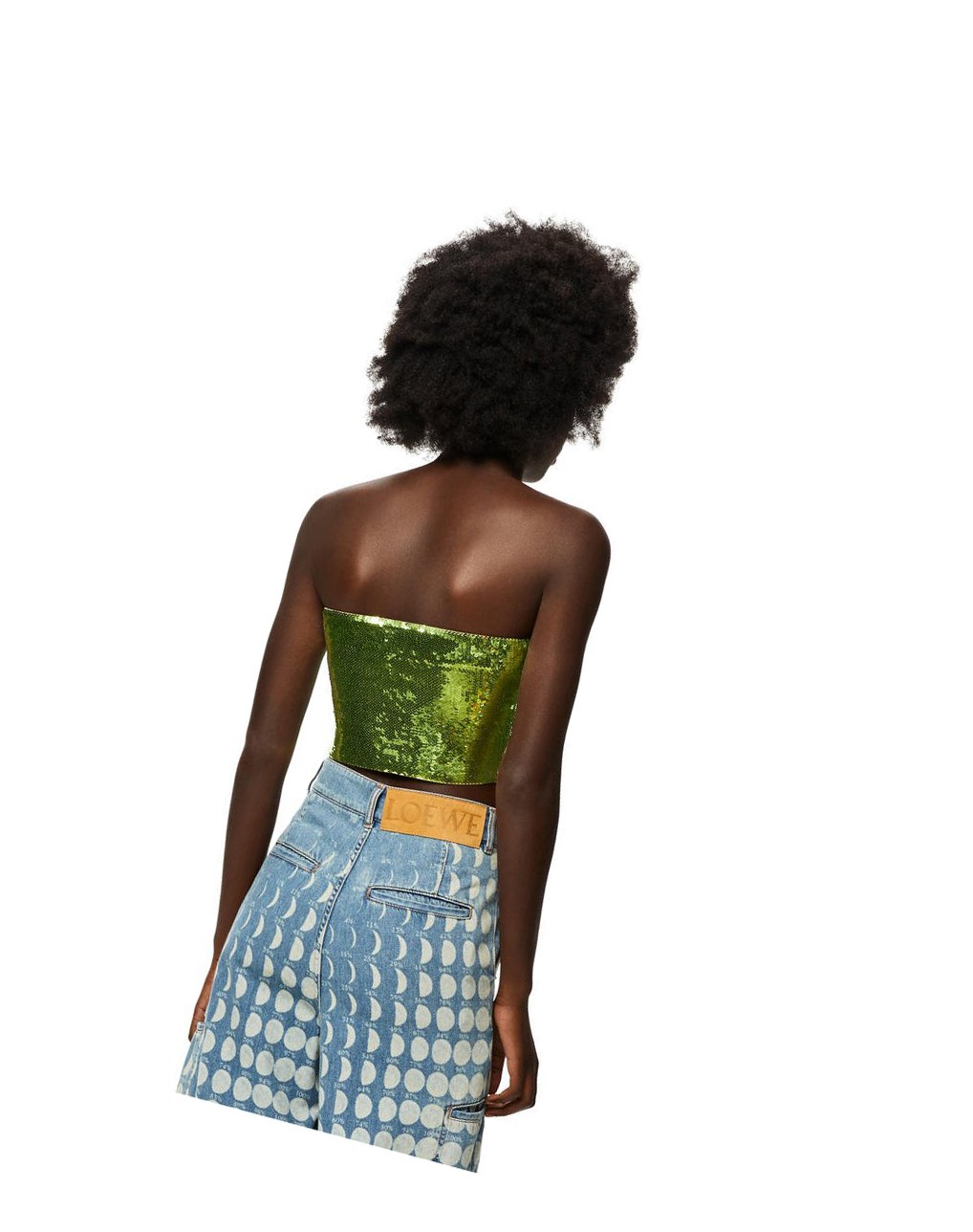 Loewe Sequin bustier top in viscose Vert | 1296NSVRI