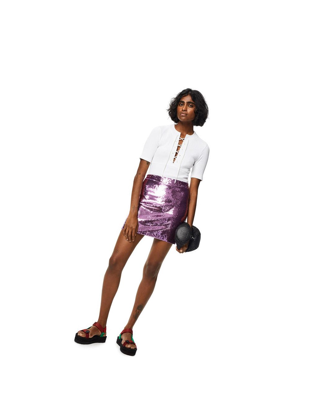 Loewe Sequin mini skirt in viscose Violette | 8209VUBEP